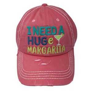 I Need A Huge Margarita Strapback Hat Pink One Size KB ETHOS Vintage